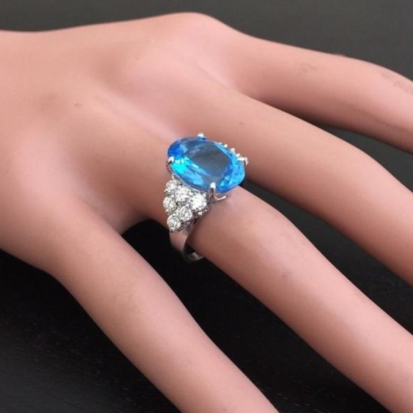Diamond Blue Topaz Ring 7.40CT 14K Yellow Gold Size 6 ¼ | eBay 7.40 Ct Blue Topaz & Diamond 14KW Gold Ring